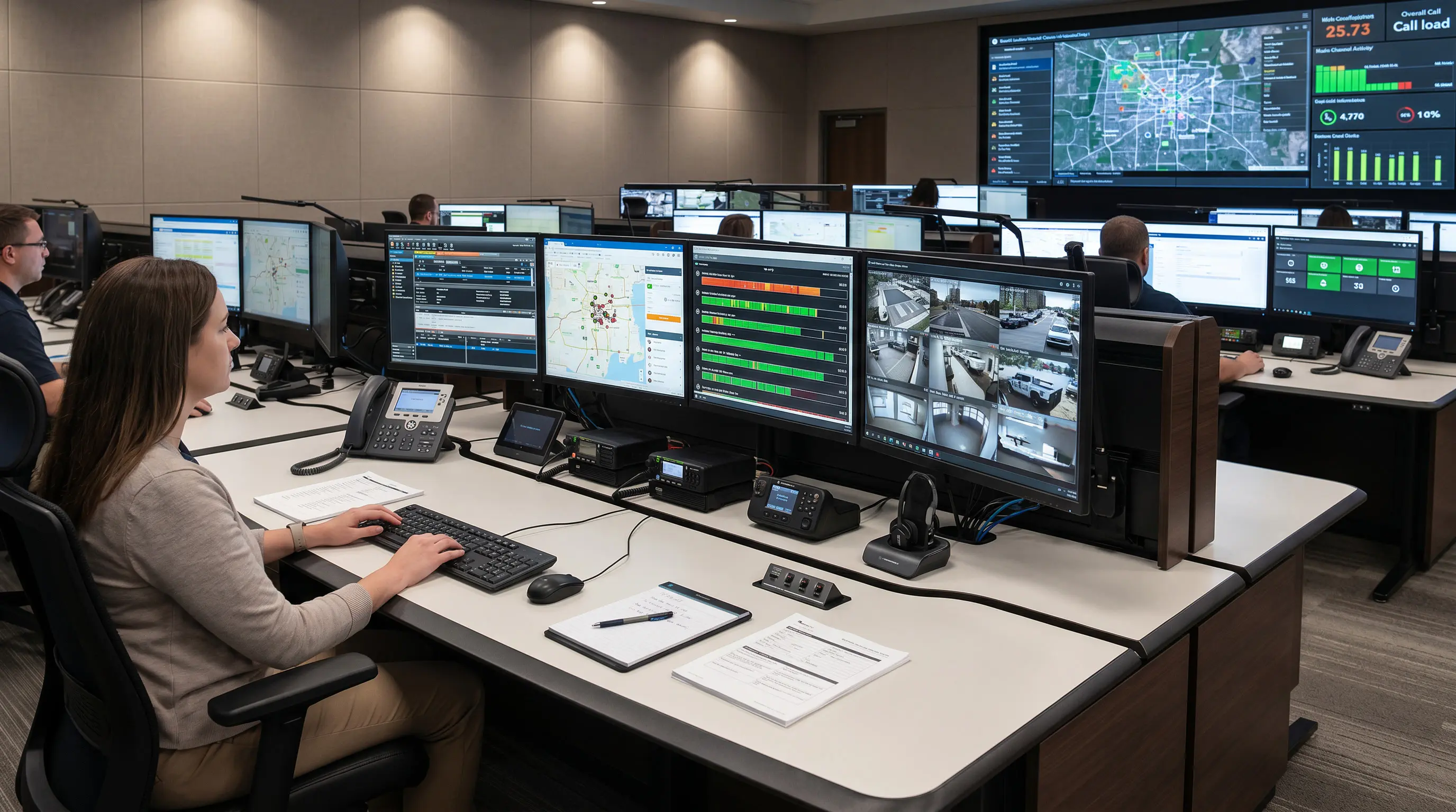Dispatch console ergonomics for a split worksurface workstation